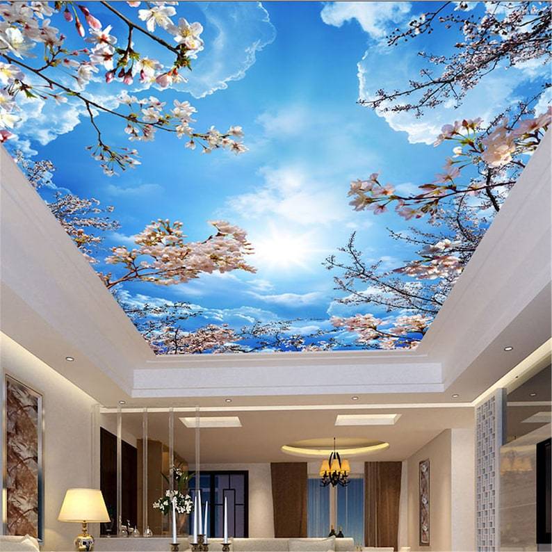 Натяжные потолки с 3d эффектом: дизайн и рисунки, примеры в интерьере комнат