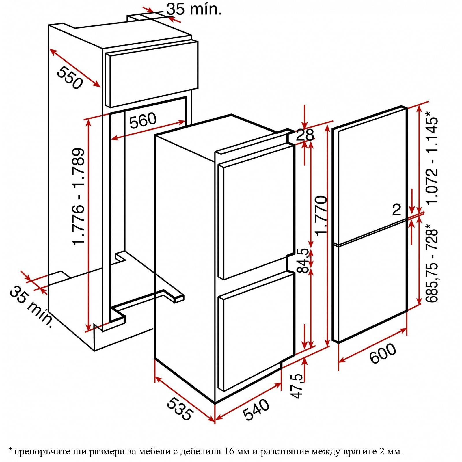 Габариты холодильника: стандартные, максимальные и минимальные размеры, подбор холодильника и размеры ниш под технику