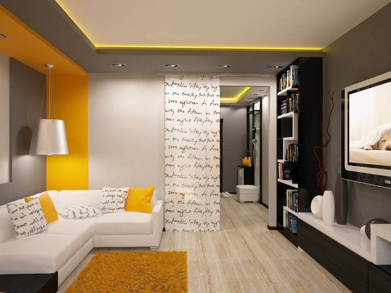 Дизайн однокомнатной квартиры - фото дизайна квартиры в современно стиле