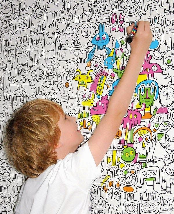 Идея в детскую – обои для рисования мелом и маркером - новости недвижимости