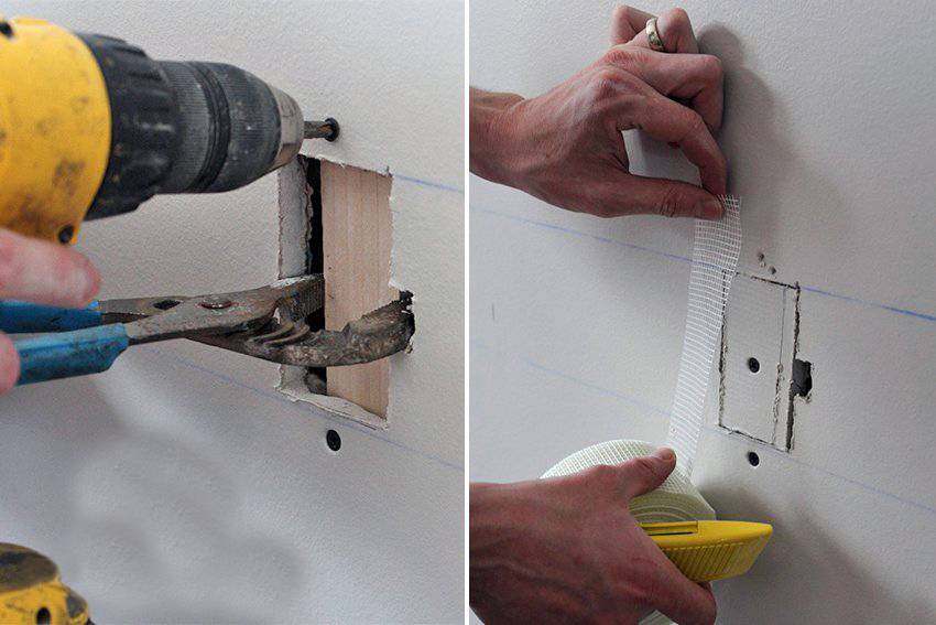 Как заделать дырки в гипсокартоне на стене и потолке — видео