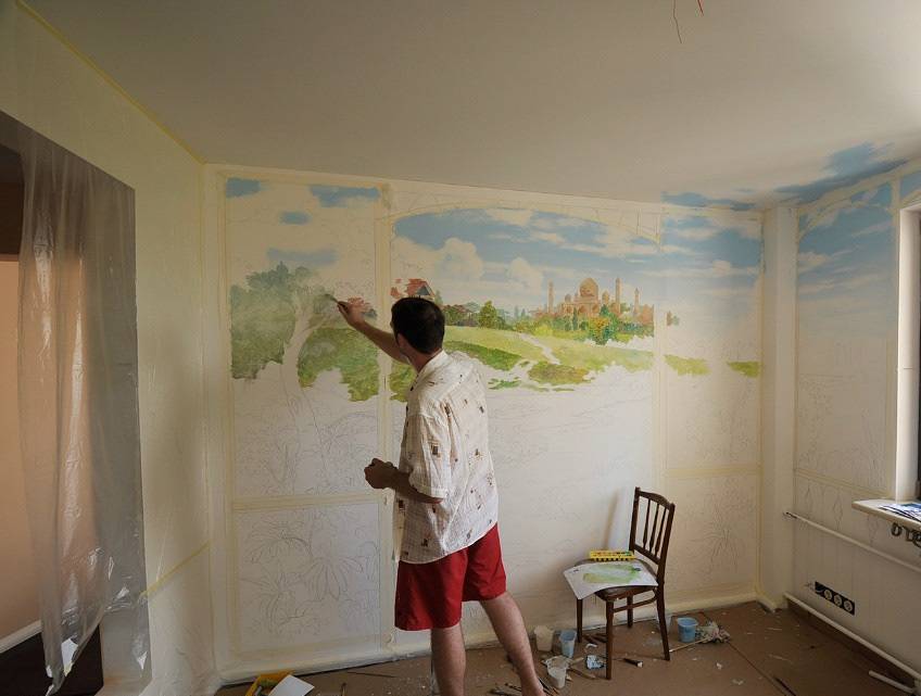 Роспись стен в интерьере квартиры своими руками
