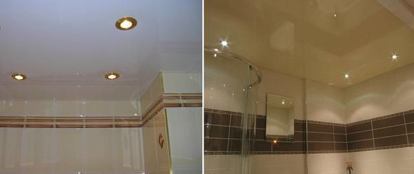 Плюсы и минусы натяжных потолков в ванной комнате, варианты исполнения потолков, фото удачных конструкций