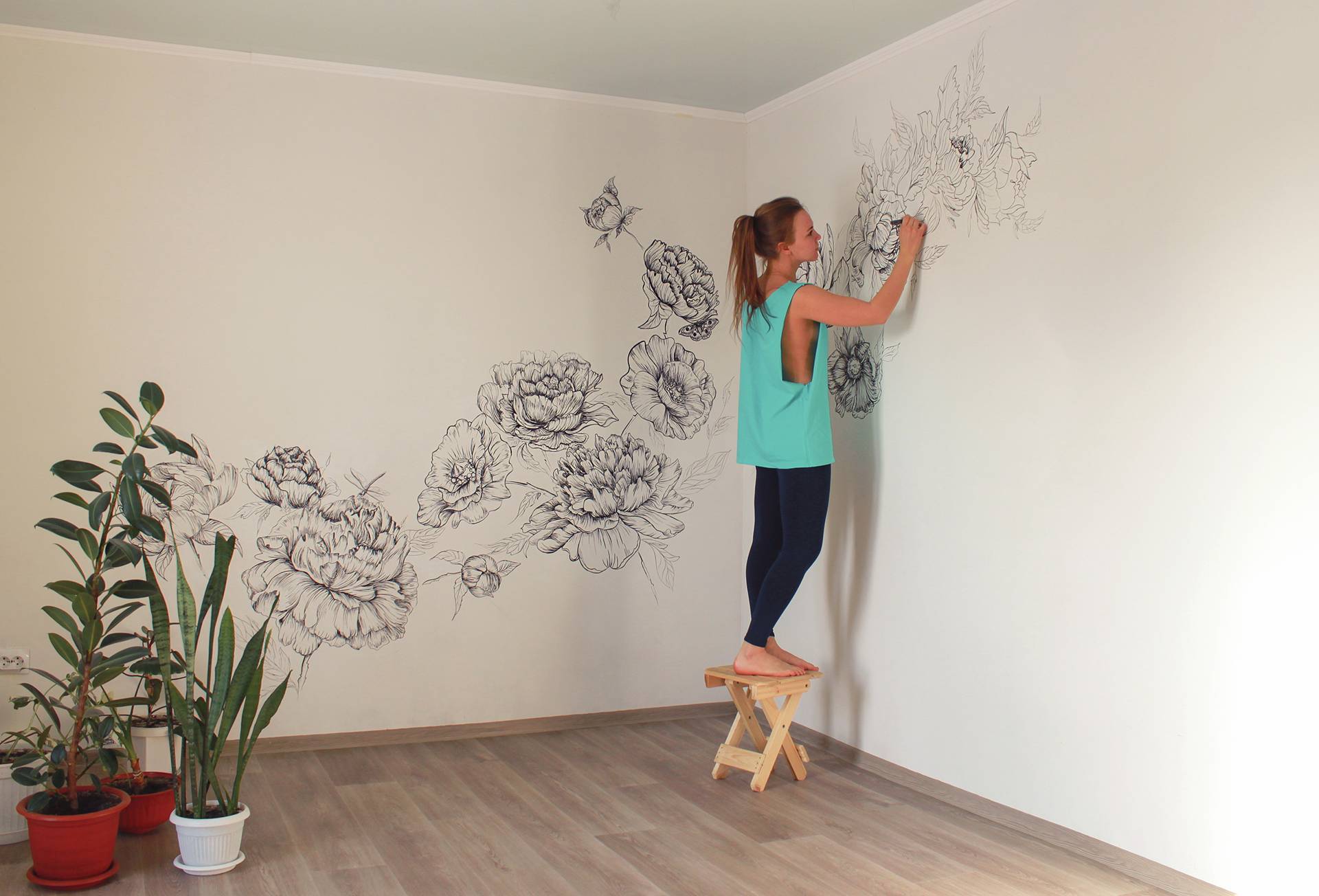 Рисунок на стене. больше 100 лучших дизайнерских идей