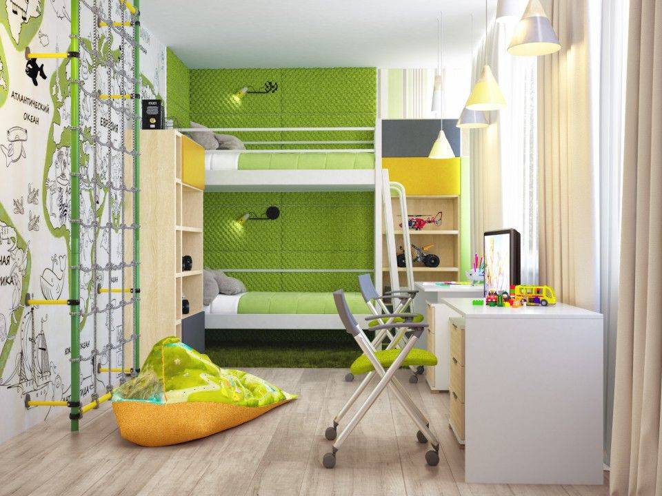 Особенности оформления детской комнаты с двухъярусной кроватью