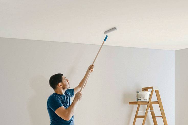 Покраска потолка валиком: хитрости, инструкция как правильно красить своими руками, видео и фото
