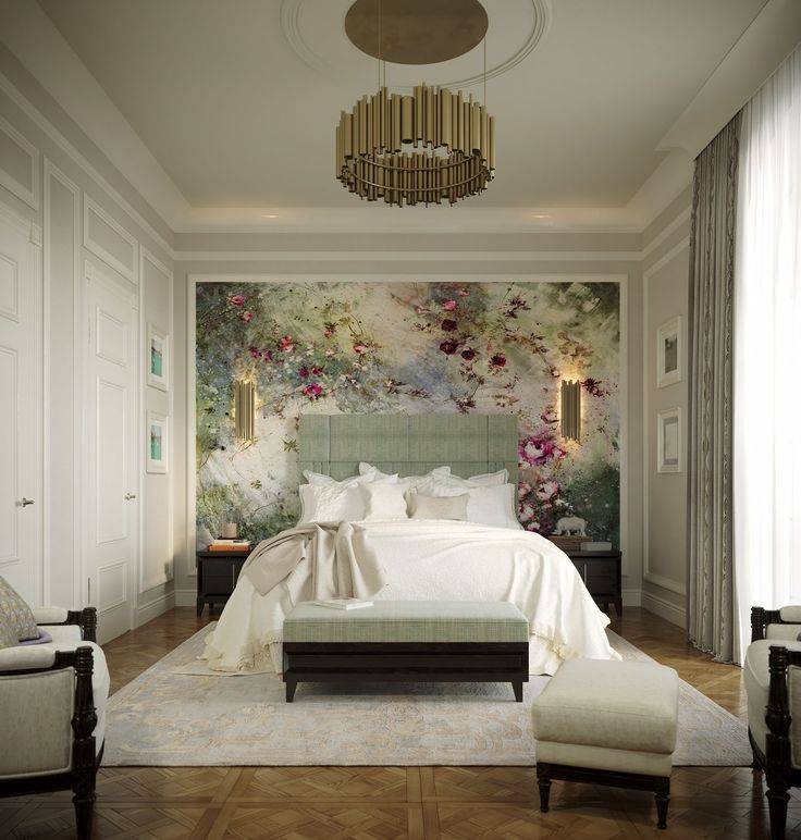 Оформление спальни в классическом стиле в светлых тонах