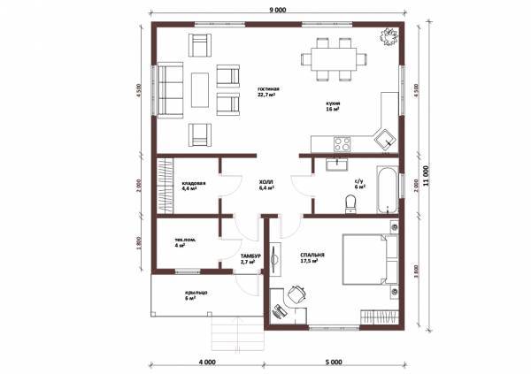 Планировки домов 6 на 8: зонирование пространства и варианты типовых решений