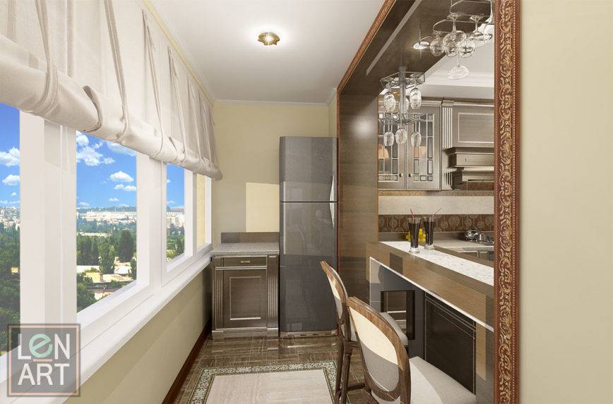 Дизайн интерьера кухни, совмещенной с гостиной, балконом или лоджией