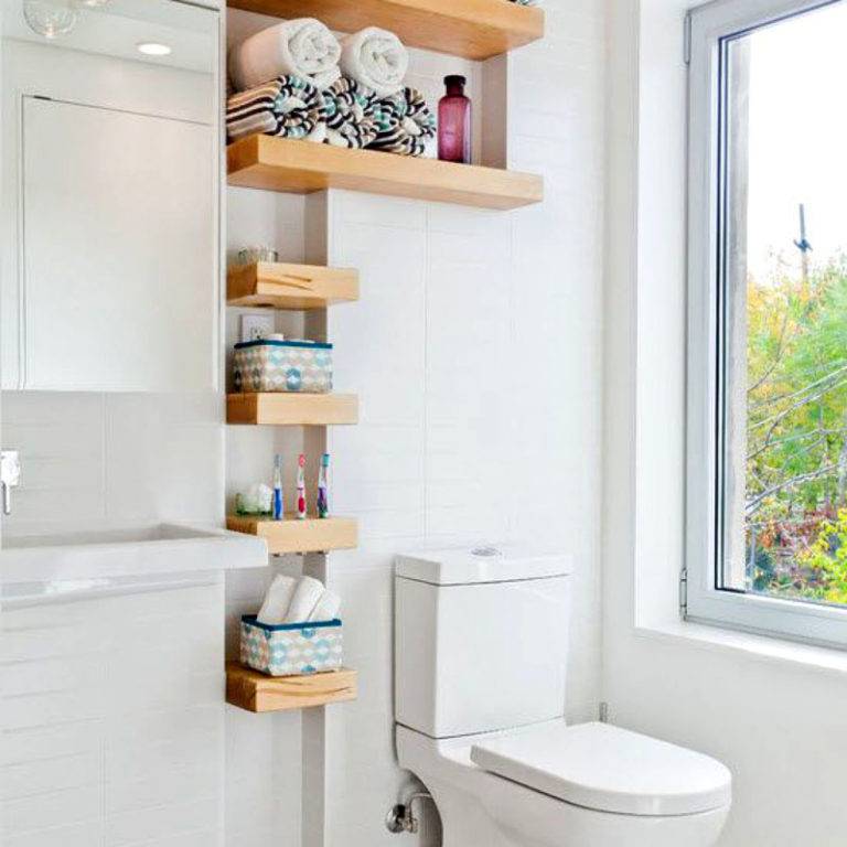 Полки в ванной комнате: идеи дизайна, 60+ фото в интерьере