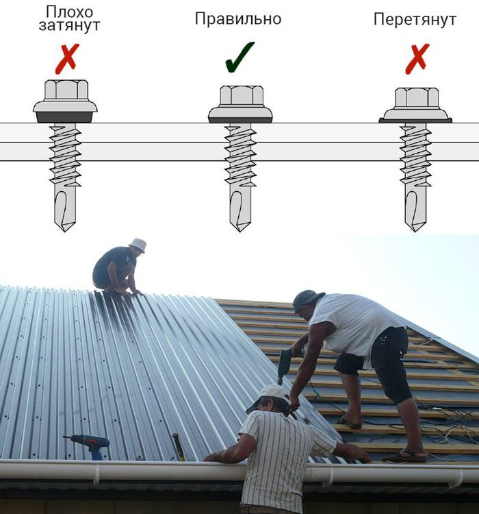 Крепление профнастила на крышу дома саморезами и монтаж на забор- технология +фото и видео