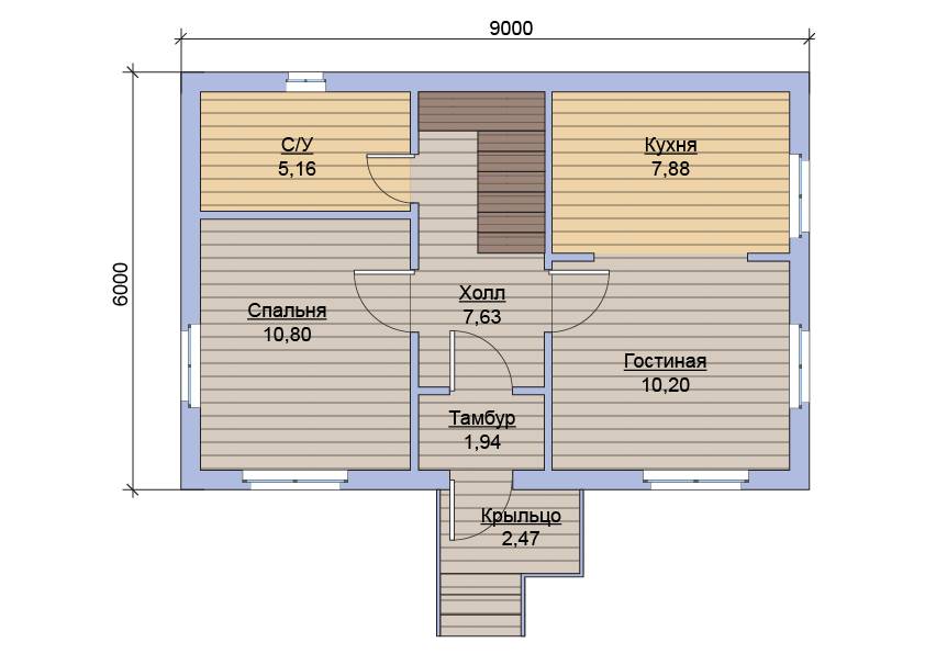 Планировка дома: 6 на 6 и 6 на 9, одно- и двухэтажного, с мансардой и без неё, с крыльцом и верандой, варианты