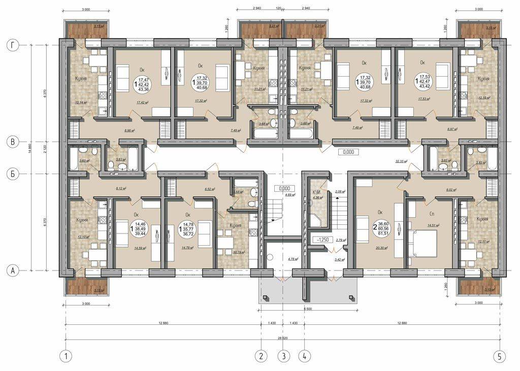 План типового многоэтажного жилого дома