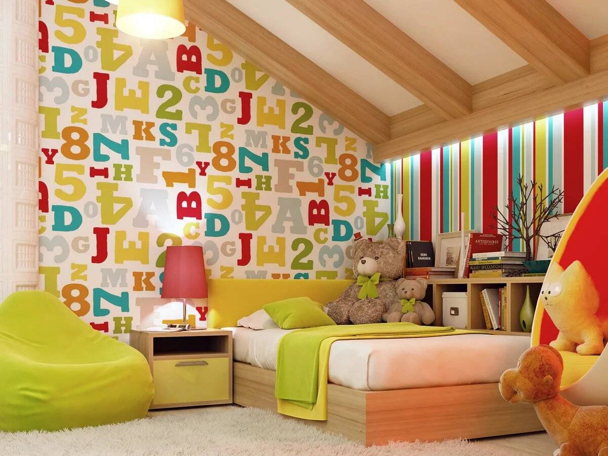 Обои для детской комнаты, как подобрать обои в детскую двух цветов, варианты дизайна