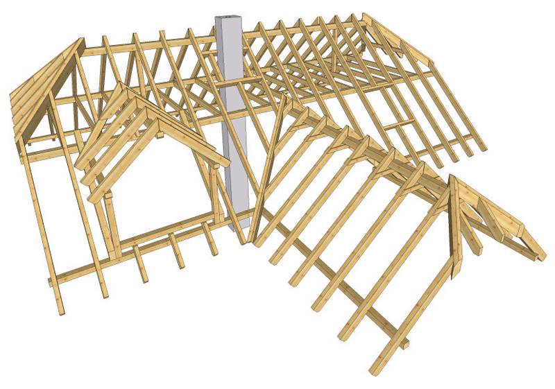 Монтаж стропильной системы двухскатной крыши: схема конструкции, установка своими руками, простая сборка, устройство висячих стропил