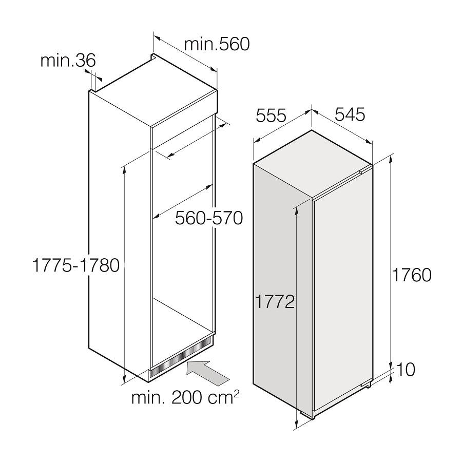 Габариты встроенного холодильника: стандартные размеры техники
