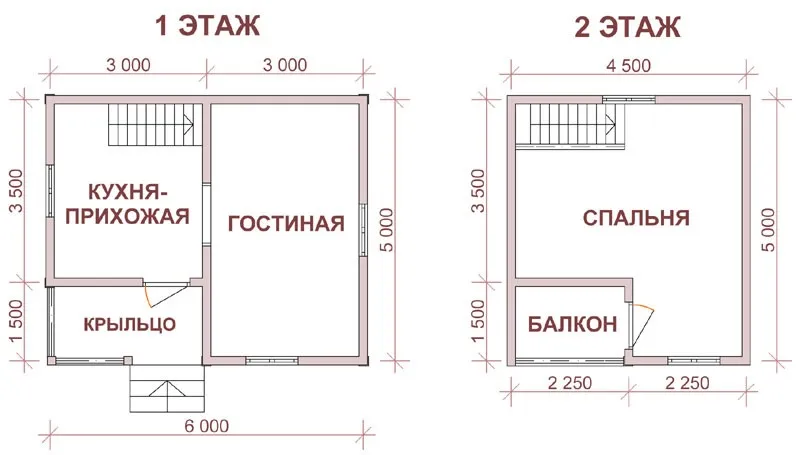 Планировка дачного домика с мансардой: 6х4, 6х5, 4х5: Один или два этажа