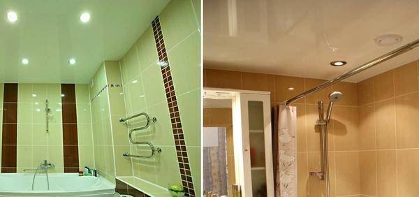 Плюсы и минусы натяжных потолков в разных ванных комнатах