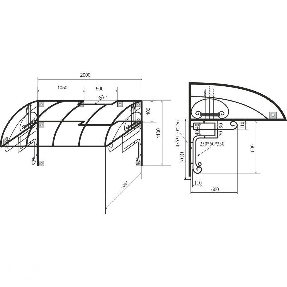 Козырек над крыльцом частного дома из поликарбоната - инструкция, чертежи и фото