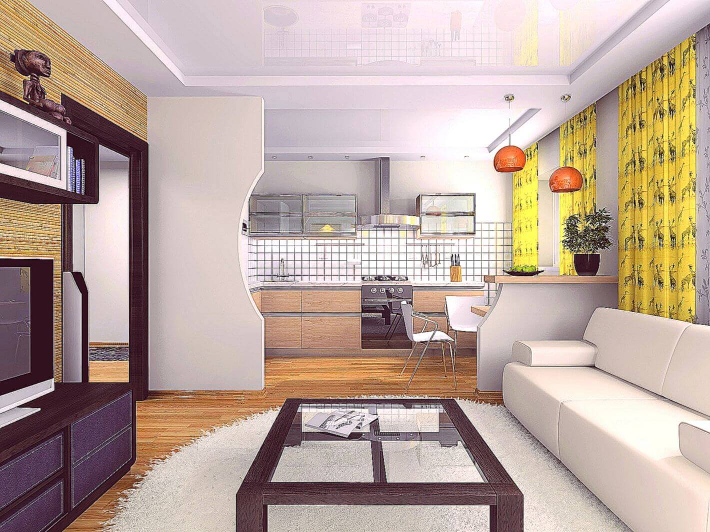 Интерьер кухни гостиной в частном доме: дизайн в современном стиле в светлых тонах, примеры 
 - 41 фото