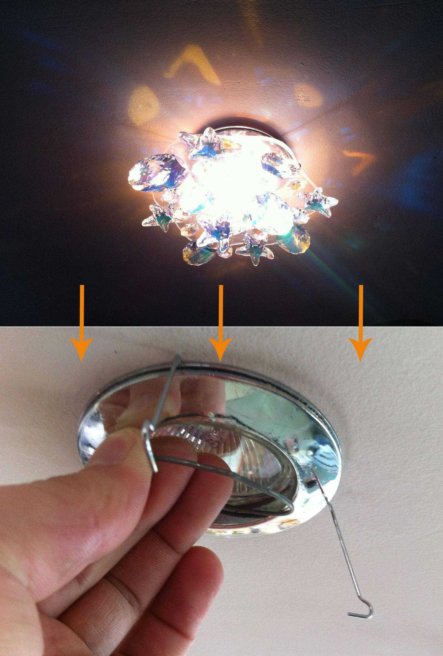 Как поменять лампу на натяжном потолке?