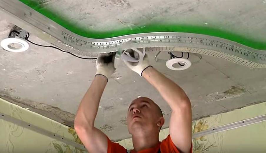 Многоуровневый потолок из гипсокартона своими руками - монтаж на фото и видео